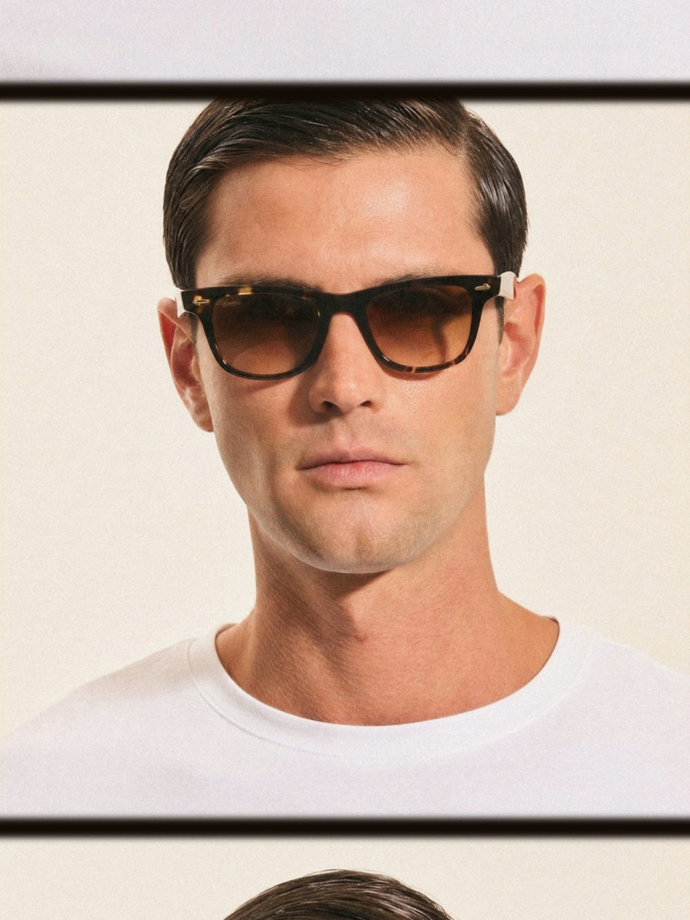 Model wearing Shams sunglasses in dark tortoise