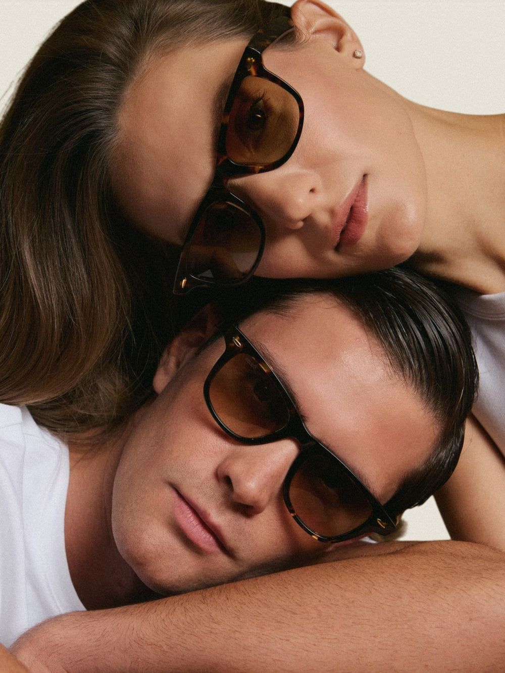 Two models wearing Shams sunglasses in dark tortoise