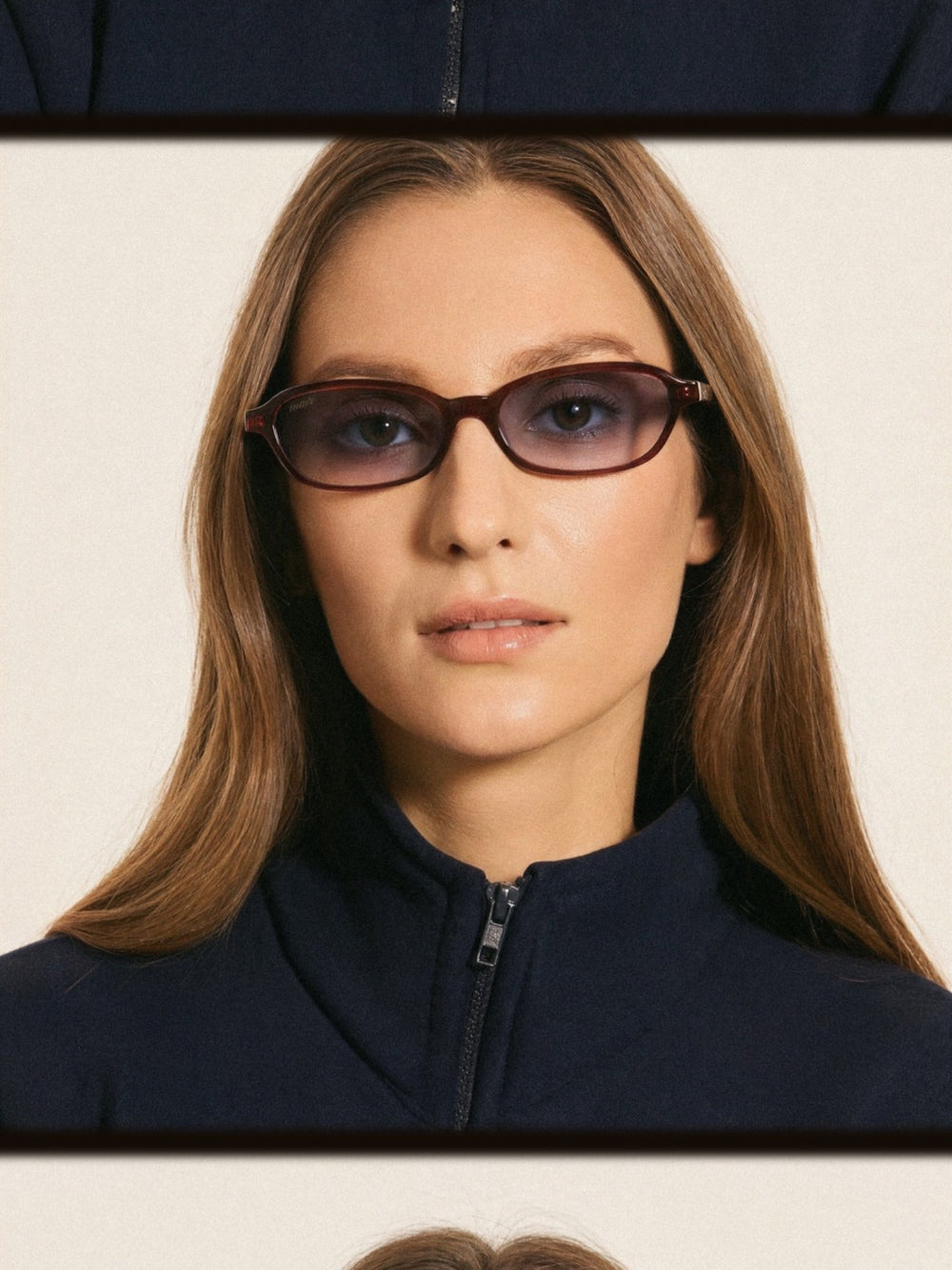 Model wearing Talj sunglasses in honey horn
